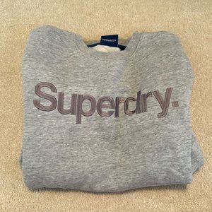 Superdry crew neck sweatshirt. Heather gray. Adult medium.